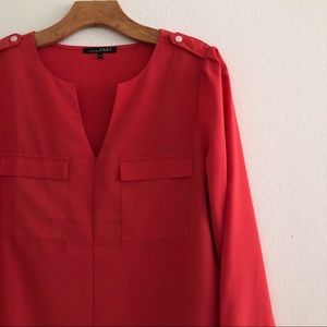 Coral red long sleeve blouse